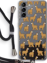 Case Company® - Samsung Galaxy S21 hoesje met Koord - Alpacas - Telefoonhoesje met Zwart Koord - Bescherming aan alle Kanten en Over de Schermrand