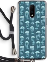 Case Company® - OnePlus 7 hoesje met Koord - Kwallie - Telefoonhoesje met Zwart Koord - Bescherming aan alle Kanten en Over de Schermrand