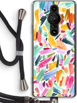 Case Company® - Sony Xperia Pro-I hoesje met Koord - Watercolor Brushstrokes - Telefoonhoesje met Zwart Koord - Bescherming aan alle Kanten en Over de Schermrand