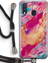 Case Company® - Samsung Galaxy A40 hoesje met Koord - Pastel Echoes - Telefoonhoesje met Zwart Koord - Bescherming aan alle Kanten en Over de Schermrand