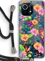 Case Company® - Xiaomi Mi 11 hoesje met Koord - Tropisch 2 - Telefoonhoesje met Zwart Koord - Bescherming aan alle Kanten en Over de Schermrand