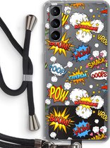 Case Company® - Samsung Galaxy S21 hoesje met Koord - Pow Smack - Telefoonhoesje met Zwart Koord - Bescherming aan alle Kanten en Over de Schermrand