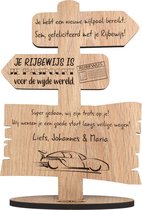 Wegwijzer rijbewijs - houten wenskaart - kaart van hout - geslaagd rijexamen - gepersonaliseerd - 17.5 x 25 cm
