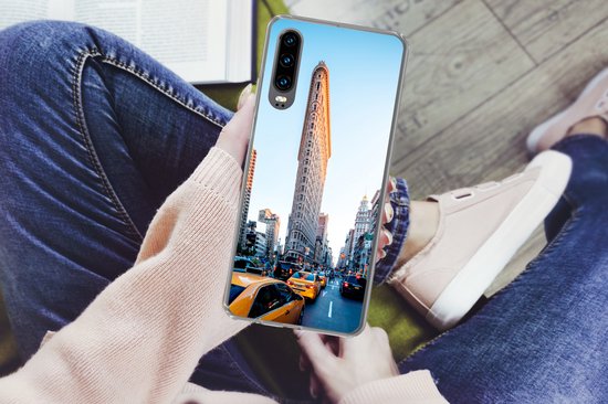Telefoonhoesje Geschikt voor Huawei P30 hoesje - Druk verkeer rondom de Flatiron Building - Siliconen Telefoonhoesje Telefoonhoesje