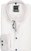 OLYMP Level 5 body fit overhemd - mouwlengte 7 - wit structuur (contrast) - Strijkvriendelijk - Boordmaat: 42