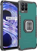 Realme 8 Pro Hoesje - Mobigear - Armor Ring Serie - Hard Kunststof Backcover - Groen - Hoesje Geschikt Voor Realme 8 Pro