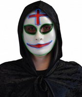 gezichtsmasker Horrorclown met licht PVC wit one-size