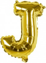 folieballon letter J 36 cm goud