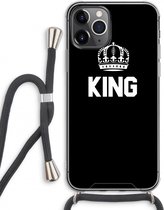 Case Company® - iPhone 11 Pro Max hoesje met Koord - King zwart - Telefoonhoesje met Zwart Koord - Extra Bescherming aan alle Kanten en Over de Schermrand