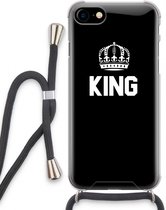 Case Company® - iPhone SE 2020 hoesje met Koord - King zwart - Telefoonhoesje met Zwart Koord - Extra Bescherming aan alle Kanten en Over de Schermrand