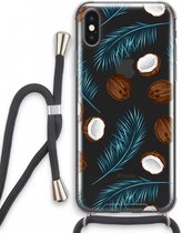 Case Company® - iPhone X hoesje met Koord - Kokosnoot - Telefoonhoesje met Zwart Koord - Extra Bescherming aan alle Kanten en Over de Schermrand