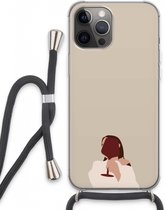 Case Company® - iPhone 13 Pro Max hoesje met Koord - I drink wine - Telefoonhoesje met Zwart Koord - Extra Bescherming aan alle Kanten en Over de Schermrand