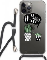 Case Company® - iPhone 13 Pro Max hoesje met Koord - Hey you cactus - Telefoonhoesje met Zwart Koord - Extra Bescherming aan alle Kanten en Over de Schermrand