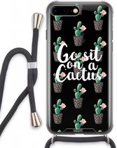 Case Company® - iPhone 8 Plus hoesje met Koord - Cactus quote - Telefoonhoesje met Zwart Koord - Extra Bescherming aan alle Kanten en Over de Schermrand