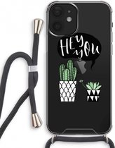 Case Company® - iPhone 12 mini hoesje met Koord - Hey you cactus - Telefoonhoesje met Zwart Koord - Extra Bescherming aan alle Kanten en Over de Schermrand
