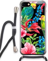 Case Company® - iPhone SE 2020 hoesje met Koord - Papegaaien - Telefoonhoesje met Zwart Koord - Extra Bescherming aan alle Kanten en Over de Schermrand