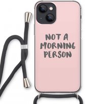 Case Company® - iPhone 13 mini hoesje met Koord - Morning person - Telefoonhoesje met Zwart Koord - Extra Bescherming aan alle Kanten en Over de Schermrand