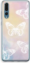 Case Company® - Huawei P20 Pro hoesje - White butterfly - Soft Cover Telefoonhoesje - Bescherming aan alle Kanten en Schermrand