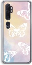 Case Company® - Xiaomi Mi Note 10 hoesje - White butterfly - Soft Cover Telefoonhoesje - Bescherming aan alle Kanten en Schermrand