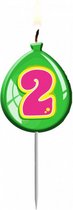 verjaardagskaars ballon 2 jaar 11 cm wax groen