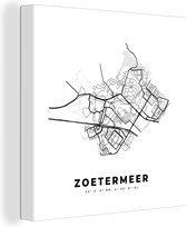 Canvas Schilderij Nederland – Zoetermeer – Stadskaart – Kaart – Zwart Wit – Plattegrond - 50x50 cm - Wanddecoratie