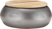 Table basse Medina 68x68x30 cm manguier massif gris