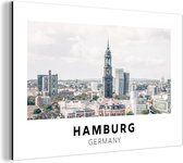 Wanddecoratie Metaal - Aluminium Schilderij Industrieel - Duitsland - Hamburg - Huizen - 60x40 cm - Dibond - Foto op aluminium - Industriële muurdecoratie - Voor de woonkamer/slaapkamer