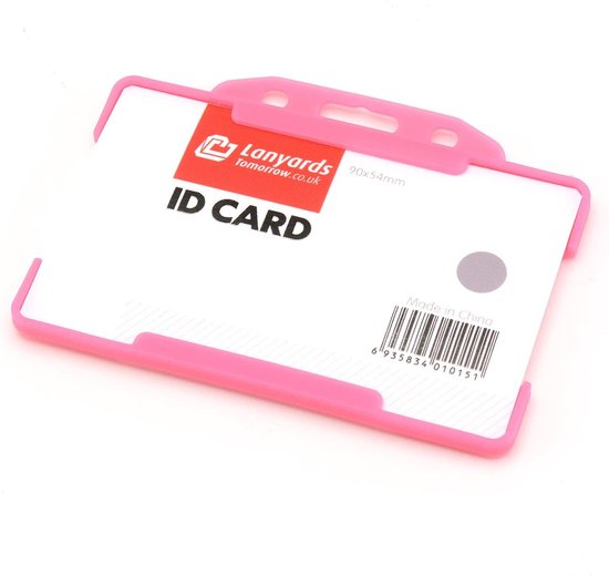 CKB ltd - Porte-cartes d'identité rigide en plastique coloré horizontal à simple face - Rose - 10x