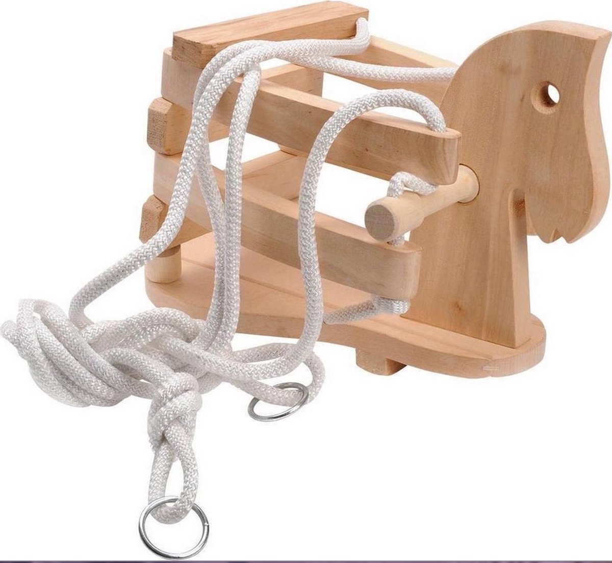 Houten schommel paard - Inclusief 2 indoor schommelhaken - Karabijnsluiting — afbeelding 2