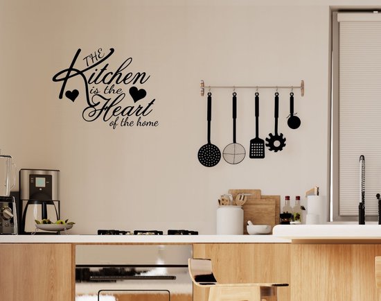Vermoorden erwt Vertellen Stickerheld - Muursticker The kitchen is the heart of the home - Keuken -  Koken -... | bol.com