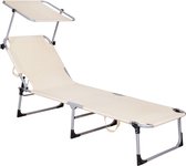 Springos Ligbed | Ligstoel | Zonnebed | Inclusief Luifel | Zand
