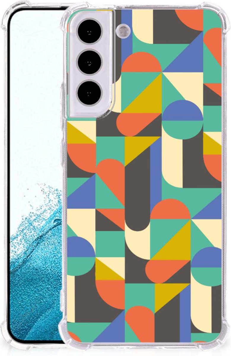 Samsung Galaxy S22 Doorzichtige Silicone Hoesje Funky Retro