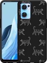 Oppo Find X5 Lite Hoesje Zwart Geometric Cats - Designed by Cazy