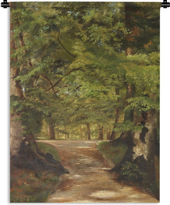 Wandkleed - Wanddoek - Lichte plekken op een pad in een bos - schilderij van Vilhelm Groth - 90x120 cm - Wandtapijt