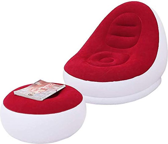 LONEEDY Opblaasbare vrijetijdssofa, stoel en voetenbank, outdoor, opvouwbare ligstoel, sofa, luie stoel (bruin