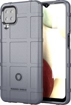 Mobigear Hoesje geschikt voor Samsung Galaxy A12 Telefoonhoesje Flexibel TPU | Mobigear Rugged Shield Backcover Shockproof | Schokbestendig Galaxy A12 Telefoonhoesje | Anti Shock Proof - Grijs