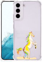 Leuk Case Geschikt voor Samsung Galaxy S22 Plus Smartphone hoesje met doorzichtige rand Horse Color