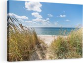 Artaza Canvas Schilderij Strand en Zee vanuit Duinen - 90x60 - Foto Op Canvas - Canvas Print - Muurdecoratie