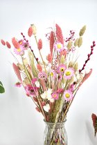 Droogbloemen boeket - Natuurlijk Bloemen - 50 cm - Roze Mix