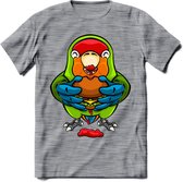 Lekkerbek papegaai T-Shirt Grappig | Dieren vogel agapornis Kleding Kado Heren / Dames | Fastfood Cadeau shirt - Donker Grijs - Gemaleerd - M