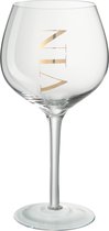 Wijnglas | glas | transparant - goud | 10.5x10.5x (h)22 cm