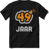 49 Jaar Feest kado T-Shirt Heren / Dames - Perfect Verjaardag Cadeau Shirt - Goud / Zilver - Maat S