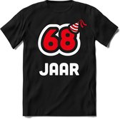 68 Jaar Feest kado T-Shirt Heren / Dames - Perfect Verjaardag Cadeau Shirt - Wit / Rood - Maat XXL