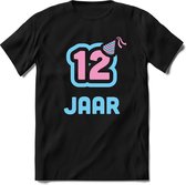 12 Jaar Feest kado T-Shirt Heren / Dames - Perfect Verjaardag Cadeau Shirt - Licht Blauw / Licht Roze - Maat M