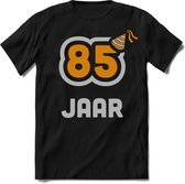 85 Jaar Feest kado T-Shirt Heren / Dames - Perfect Verjaardag Cadeau Shirt - Goud / Zilver - Maat 8XL