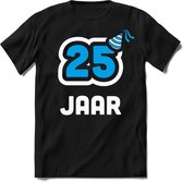 25 Jaar Feest kado T-Shirt Heren / Dames - Perfect Verjaardag Cadeau Shirt - Wit / Blauw - Maat M
