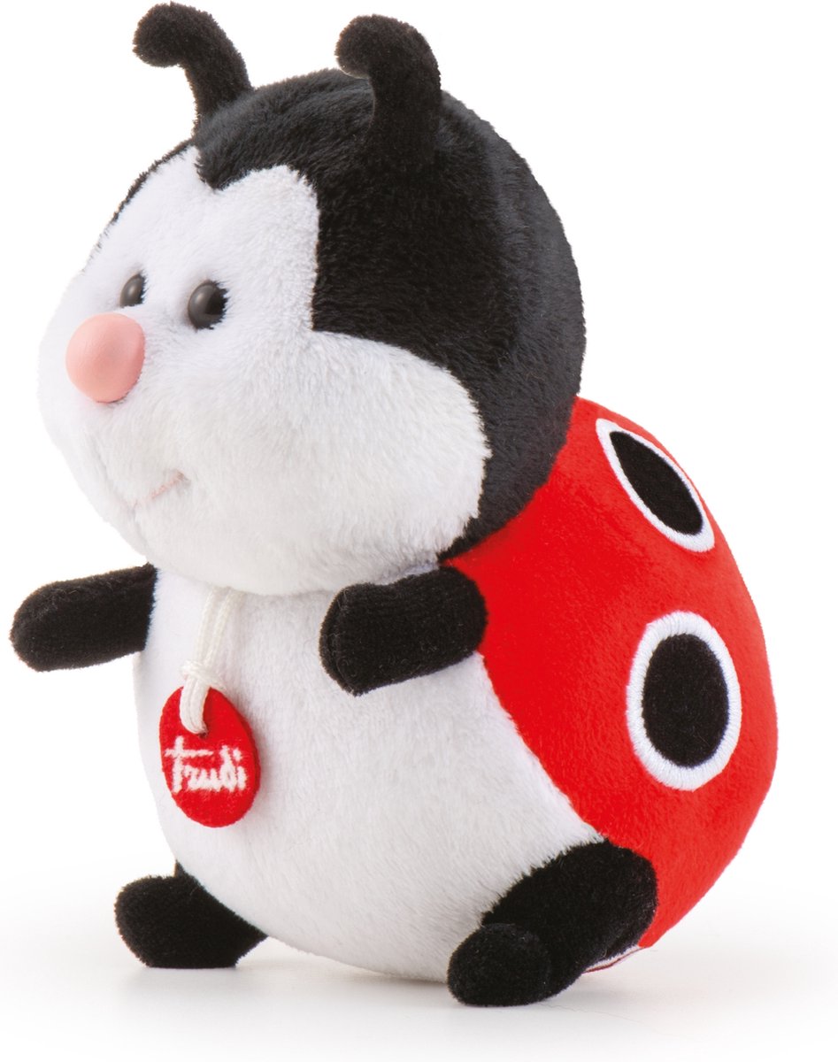Trudi - no knuffel lieveheersbeestje 13 cm - handgemaakt in italië - pluche knuffel - knuffeldier voor jongens en meisjes - wit/zwart/rood - 10x13x10 cm maat xs