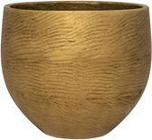 Plantenwinkel Pot Rough Orb S Metallic Gold Fiberclay 18x15 cm gouden ronde bloempot