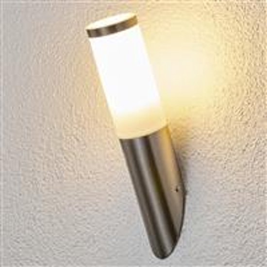 Lindby - Wandlampen buiten - 1licht - roestvrij staal, polycarbonaat - E27 - roestvrij staal, wit