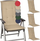Beautissu Loft HL Set van 4 Tuinkussens hoge Rug 120x50x6 cm Kussen Natuur Tuinstoelkussens Zitkussen Tuinstoel